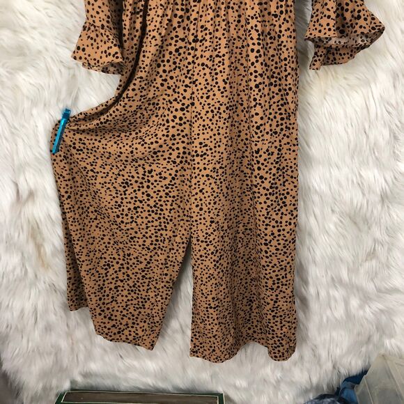 NWT Women’s Faux Wrap Jumpsuit, Leopard Print, Lightweight Poly, Wide Leg SZ M - Picture 5 of 9